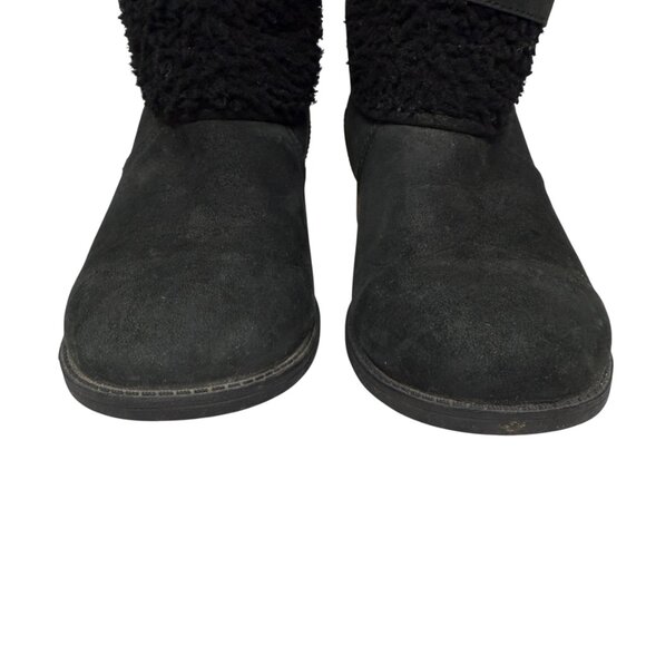 UGG Australia Blayre II Black Leather Shearling Buckle Ankle Boot women's size 8 - Picture 3 of 14